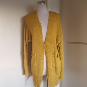 Mustard Yellow knee length Cardigan Sweater,EUC,M